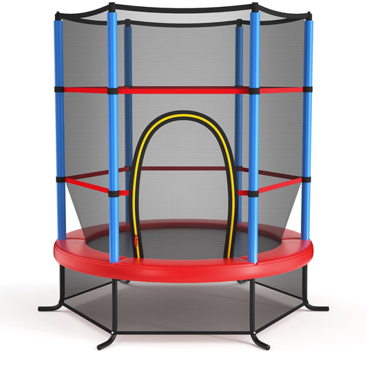 Gymax 55'' Recreational Trampoline for Kids Toddler Trampoline w/ Enclosure Net Navy