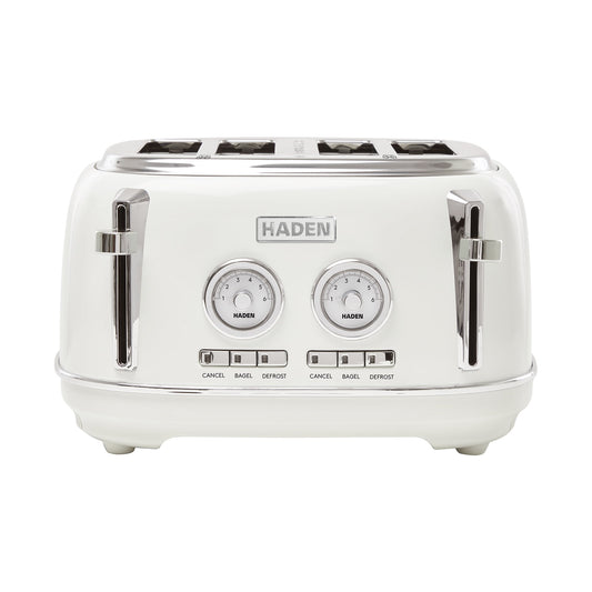HADEN Dorset 4-Slice Wide Slot, Toaster with Removable Crumb Tray, Browning Control and Cancel, Defrost and Bagel Settings