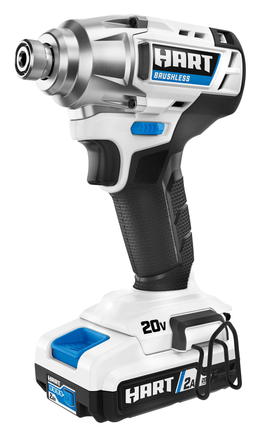 HART 20-Volt Cordless Brushless Impact Driver Kit, Gen 2, 1/4" Hex Collet