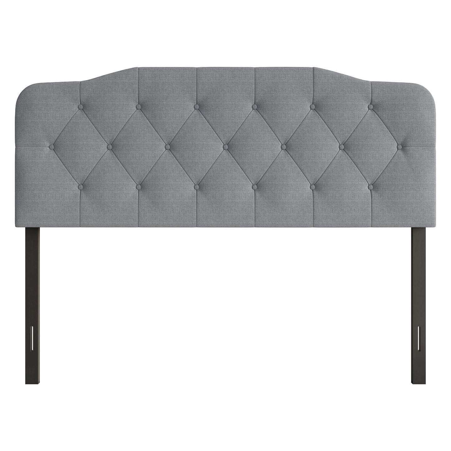 Home Design Angela King Button-Tufted Upholstered Headboard with Adjustable Height and Foam Padding, Grey, Easy assembly