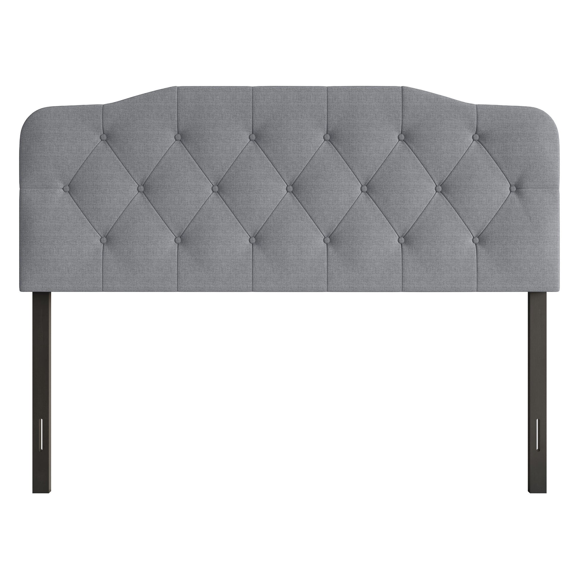Home Design Angela King Button-Tufted Upholstered Headboard with Adjustable Height and Foam Padding, Grey, Easy assembly