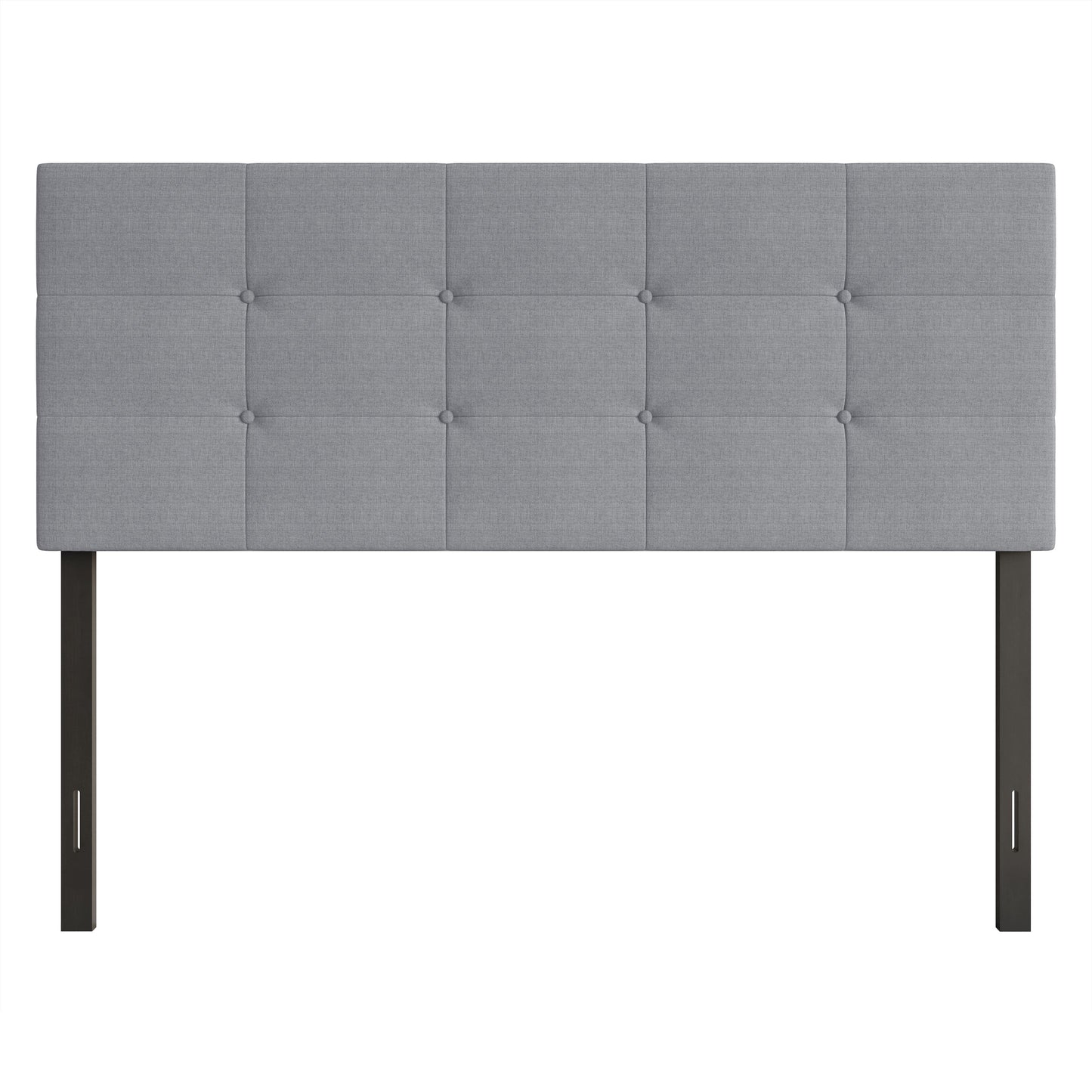 Home Design Gina Full Tufted Upholstered Headboard with Button Tufts and Adjustable Height, Gray, Easy assembly