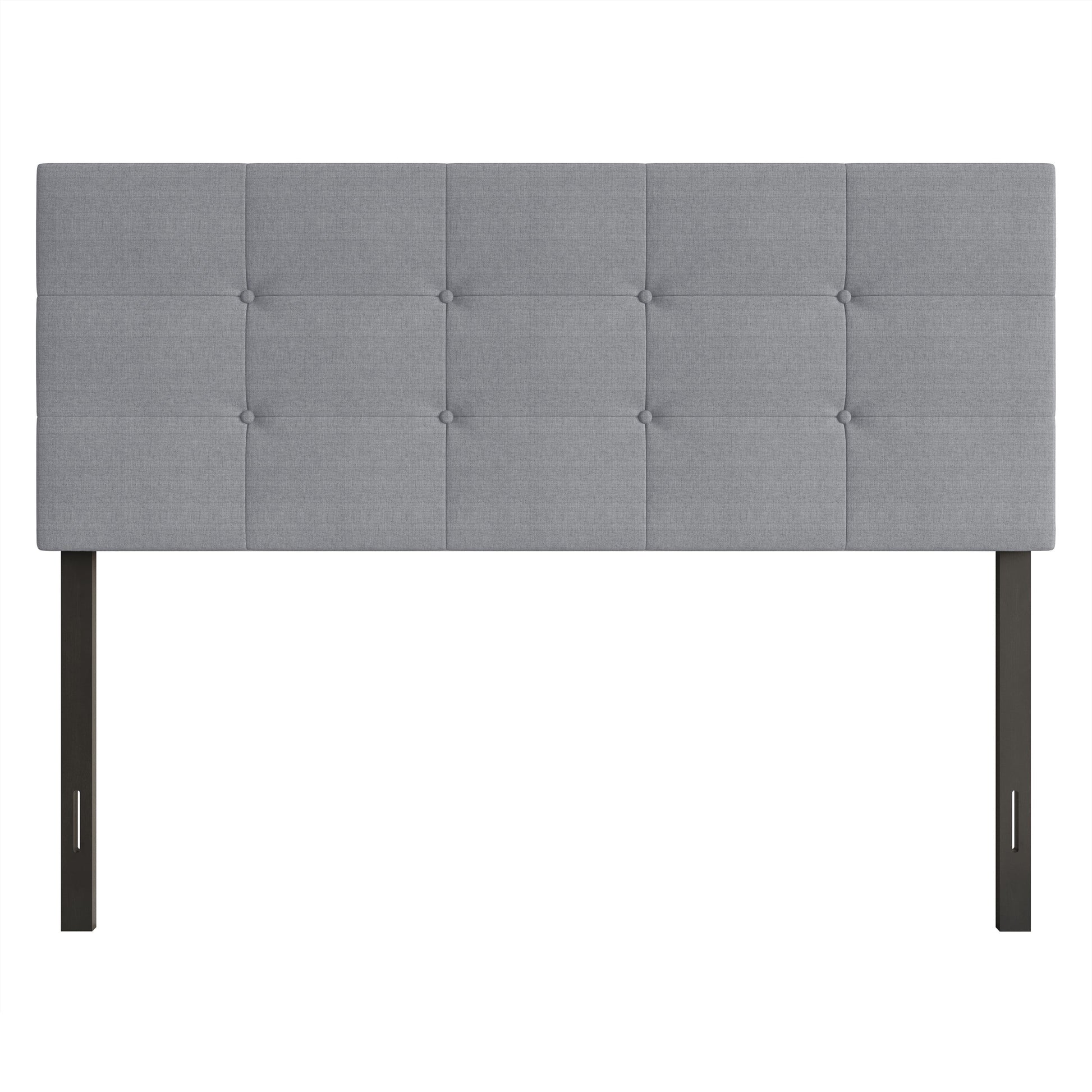 Home Design Gina Full Tufted Upholstered Headboard with Button Tufts and Adjustable Height, Gray, Easy assembly