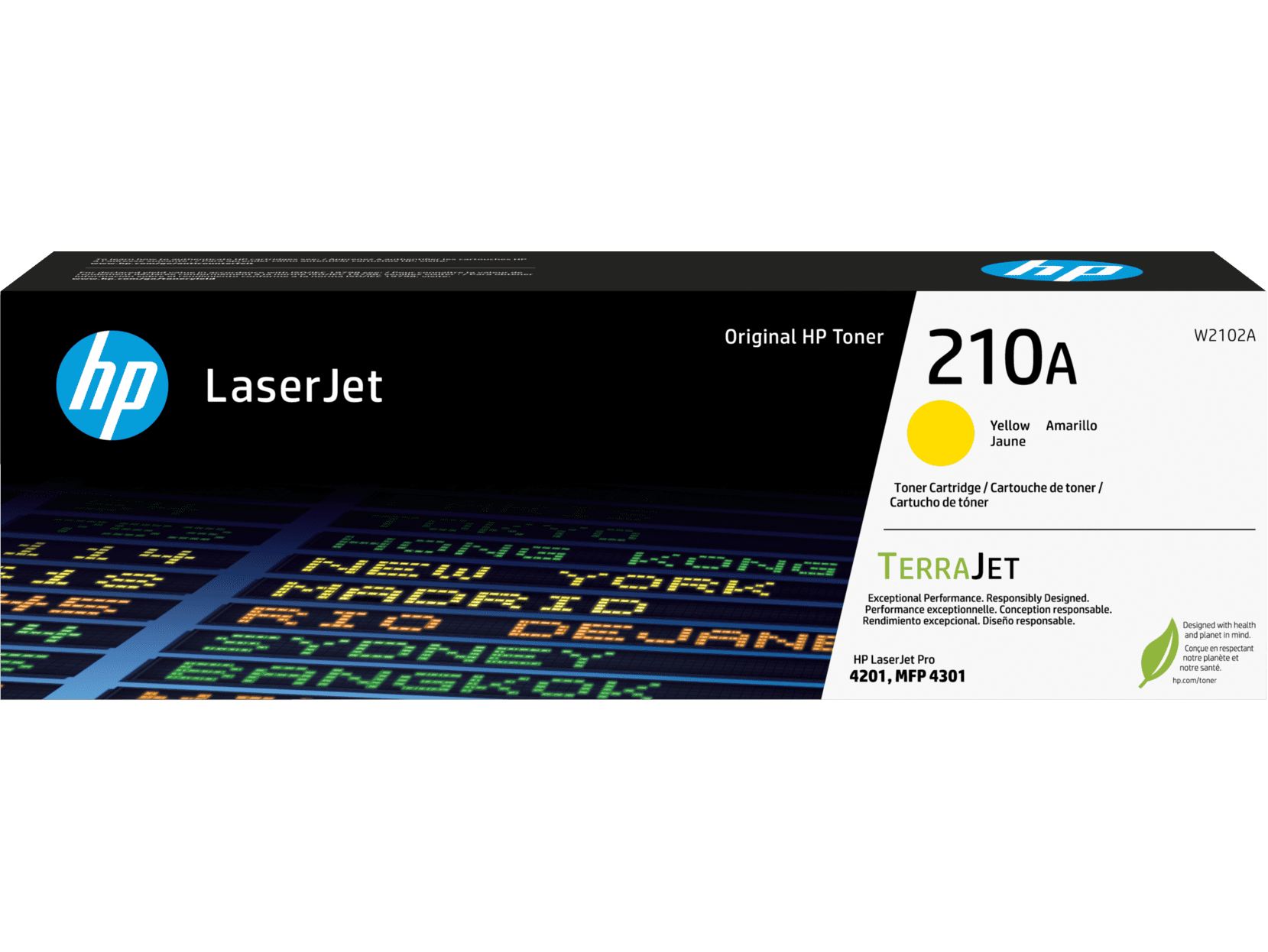 HP 210A Ylw LaserJet Toner Cartridge, ~1,800 pages, W2102A