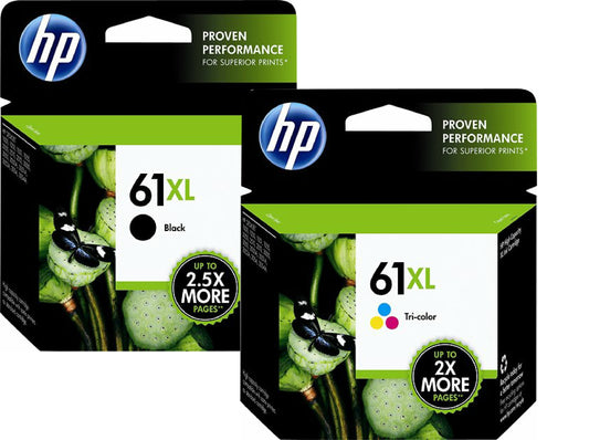 HP 61XL Combo-pack - 2-pack - High Capacity - black, color (cyan, magenta, yellow) - original - ink cartridge - for Deskjet 10XX, 15XX, 2050A J510, 25XX, 35XX; Envy 45XX, 55XX; Officejet 2620, 46XX