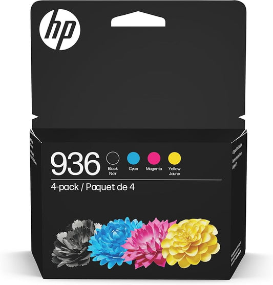 HP Genuine 936 CMYK (Black, Cyan, Yellow, Magenta) Original Ink Cartridge 4-Pack