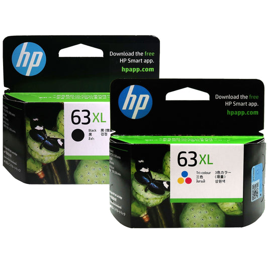 HP Ink Printer Cartridge for HP DeskJet 1112/2130/3630/Envy 4512, Black & Tri-Color, 63XL, 2 Count