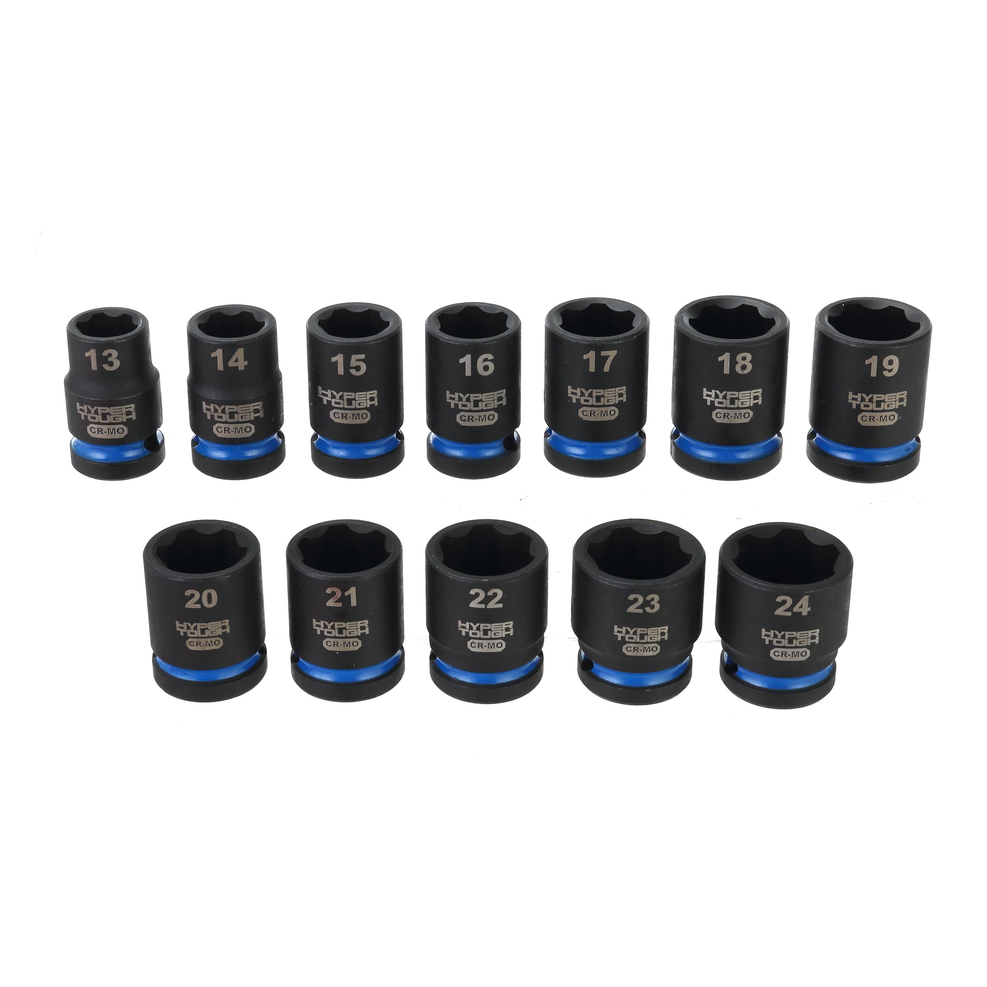 Hyper Tough 1/2-Inch Drive Impact Shallow Socket Set, Metric, 12 Pieces