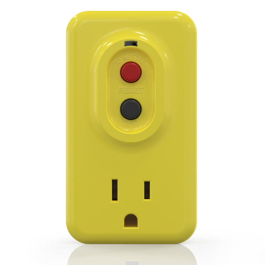Hyper Tough 15 Amp Yellow GFCI Adapter Plug - Weather and Impact Resistant