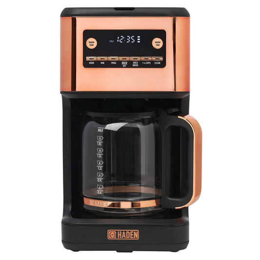 Haden Generous Brew 14 Cup Programmable Digital Coffee Maker, Black/Copper