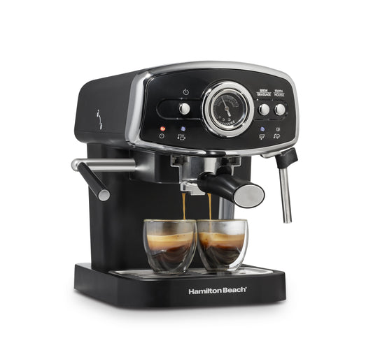 Hamilton Beach 15-Bar, 2-Cup Black Chrome Espresso Machine
