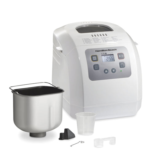 Hamilton Beach Bread Maker Machine, Digital, Programmable, 12 Settings Plus Gluten Free, 2 lb Capacity, White