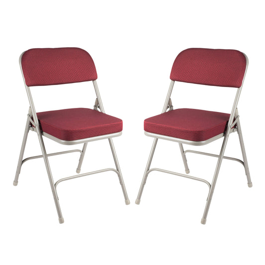 Hampden Furnishings Bernadine Collection Deluxe Fabric Padded Folding Chair, Burgundy, Pack of 2