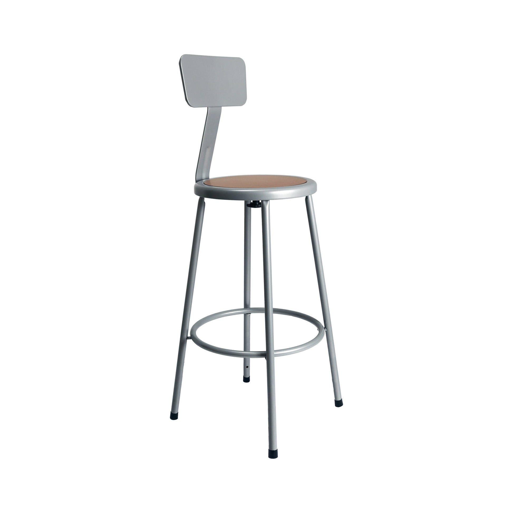 Hampden Furnishings Felix Collection 30-Inch Steel Stool with Backrest, Grey, AssemblyReady