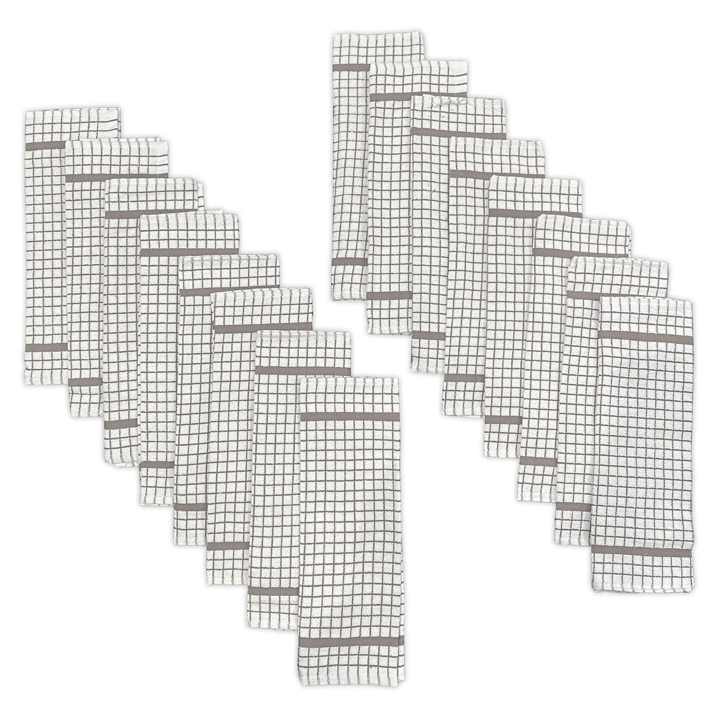 Hampton 16-Piece Check Dishcloth Set in Grey