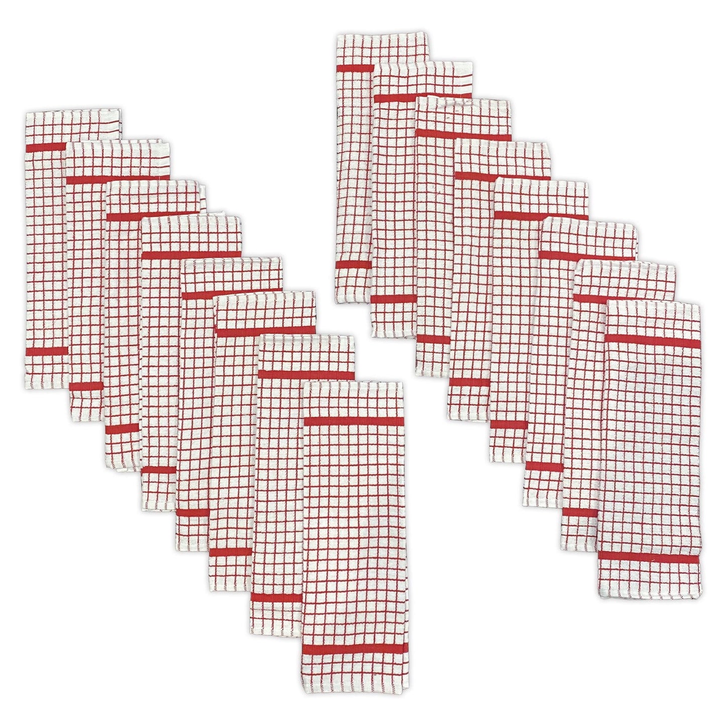 Hampton 16-Piece Check Dishcloth Set in Red
