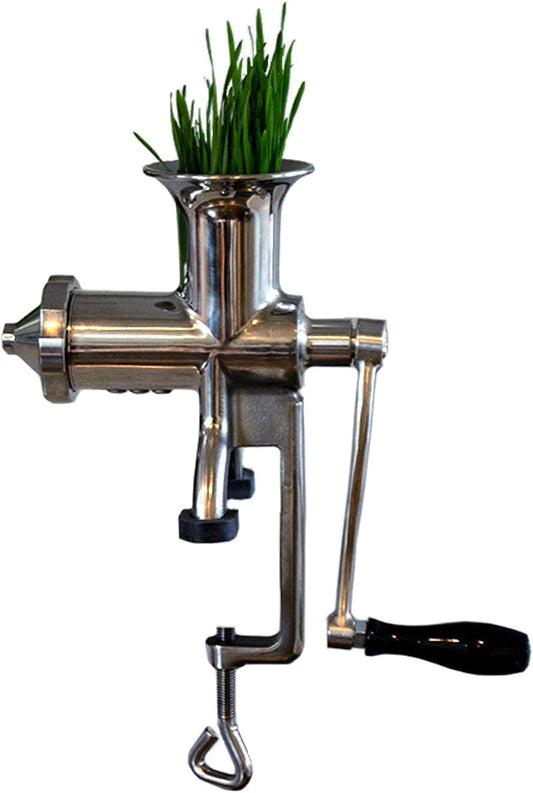 Handy Pantry HJ Hurricane Stainless Steel Manual Wheatgrass Juicer - Hand Crank Wheat Grass Juice Extractor