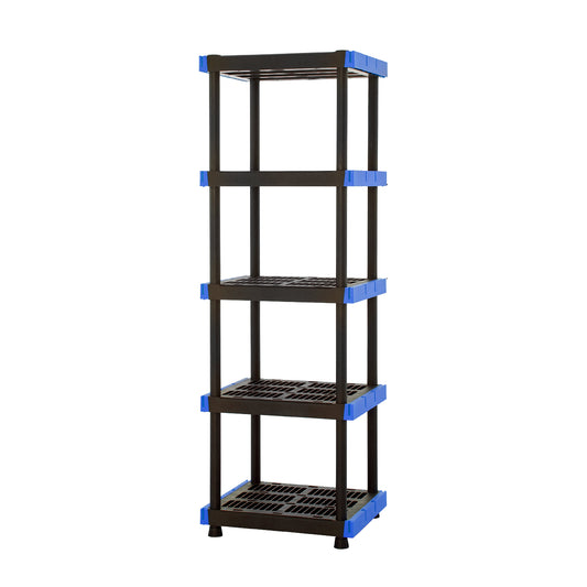 Hart Estante de Almacenamiento de PlÃ¡stico de 5 Repisas, 24" An x 20" Pr x 72" Al, Soporta hasta 500 lb de Capacidad Total, Negro y Azul