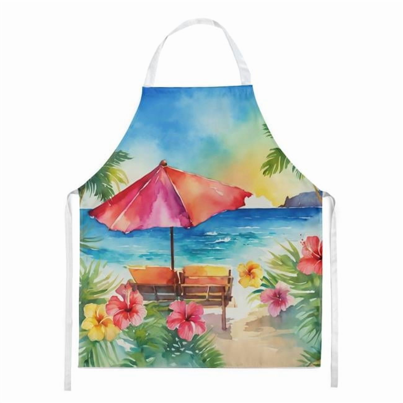 Hawaii Hawaiian Hibiscus in Watercolor Apron 27 in x 30 in