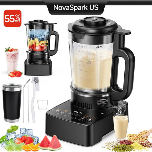 Heating Blender & Soy Milk Maker, Nut Milk Maker with 24H Delay Start, 15-in-1 Automatic for Homemade Oat Milk, Nutmilk, Juice, Milkshake, Baby Food, Grains, Almonds Milk, Self-Clean & Keep Warm Mult