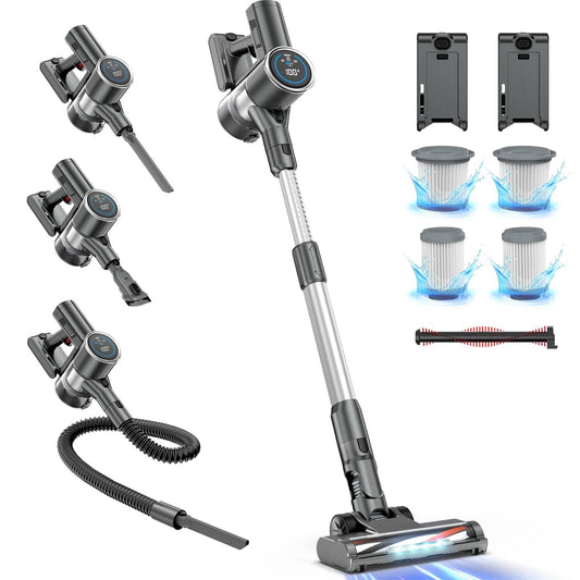 Airpher 3-in-1 Cordless Vacuum Cleaner with LED Display, Lightweight Vacuum Cleaner for Pet Hair Carpet Hard Floor