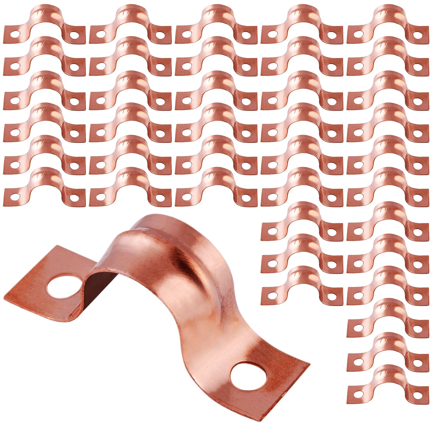 Highcraft 2-Hole Copper Pipe Strap U Bracket 1/2", 100 Pk