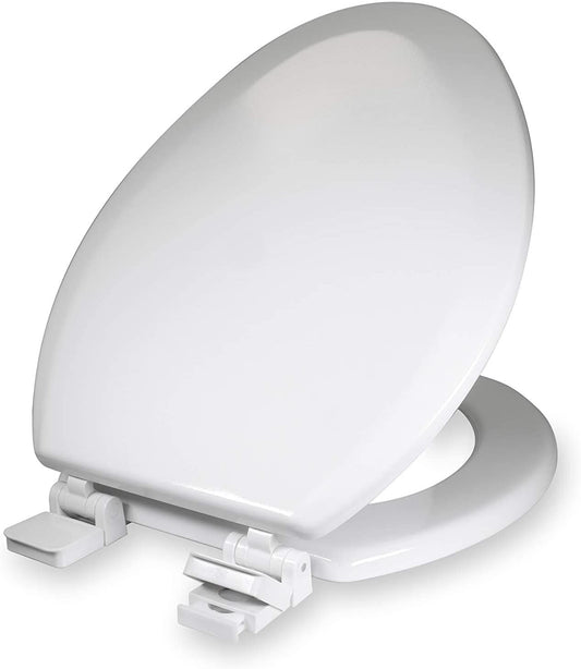 Highcraft Elongated Molded Wood Toilet Seat Slow Close Adjustable Hinge, White
