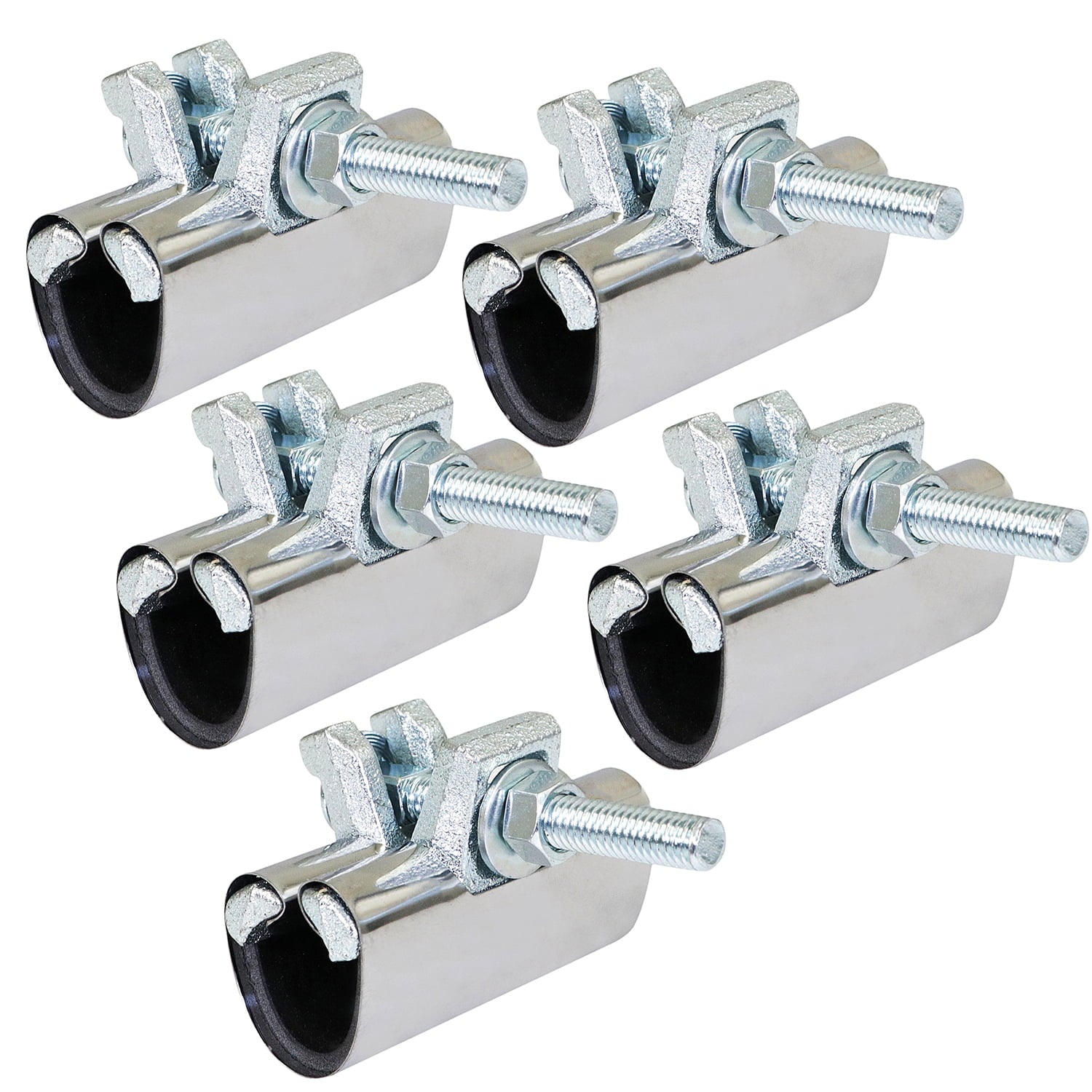 Highcraft Pipe Repair Clamp 1-1/4" One Bolt, 3" Long Stainless Steel (5 Pack)