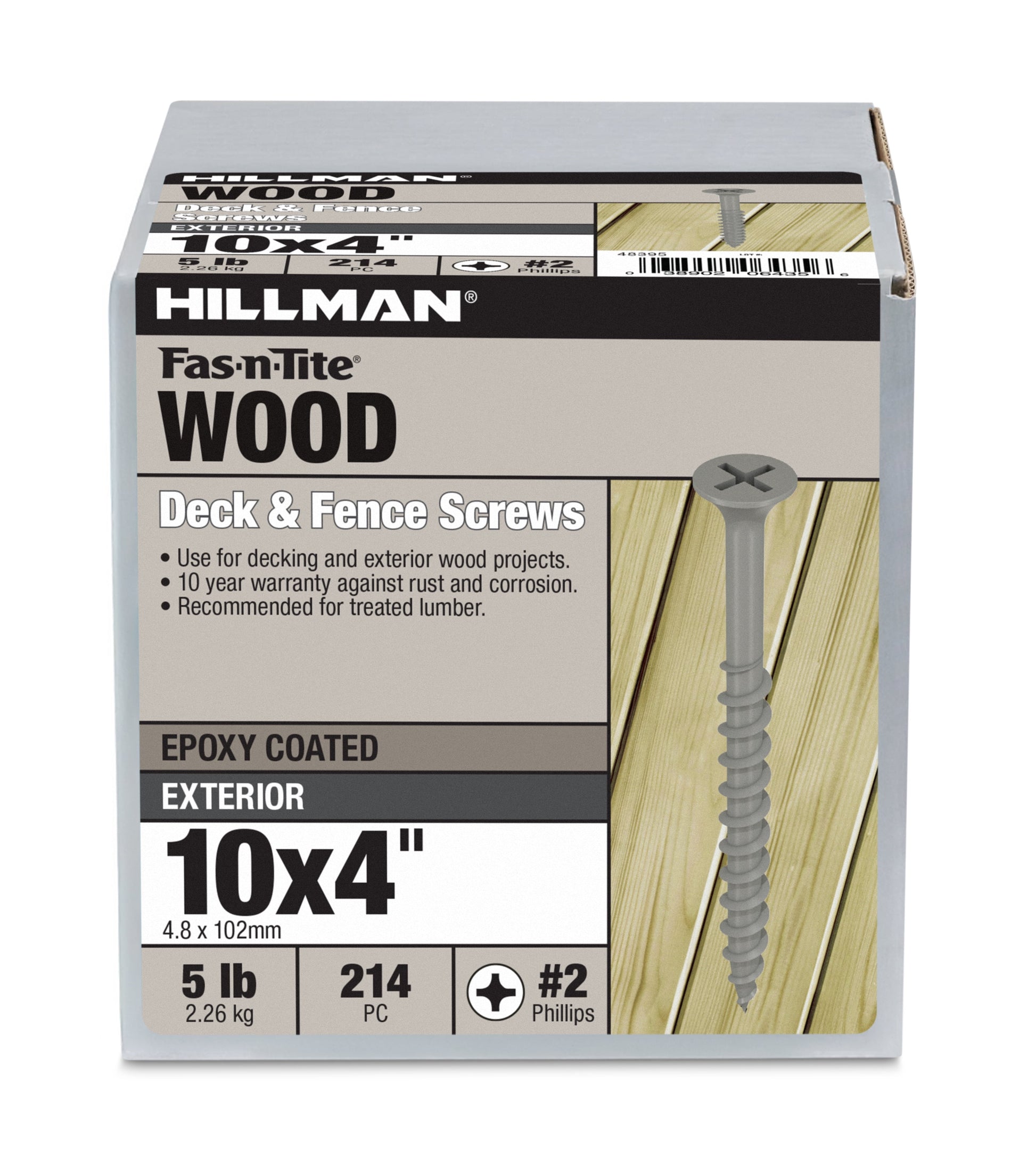 Hillman Fasteners No. 10 x 4 in. Exterior Phillips Deck Screws, 10 Year Coating, 5 lb Box