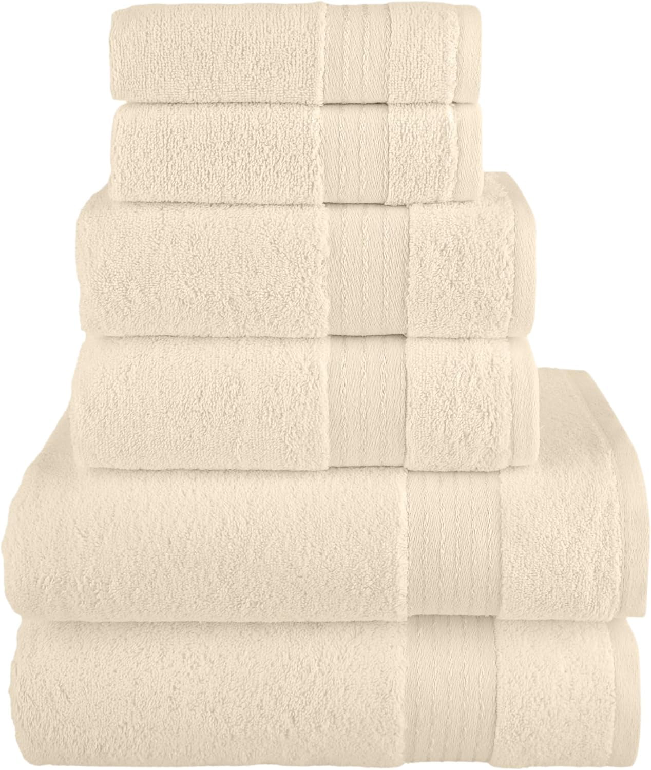 Holiday Gift 6-Pack Cotton 100 % Highly Absorbent Shower Towel , Ivory