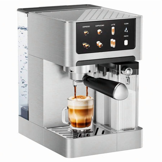 Home 20-Bar Espresso Machine 1350W, Dual Boiler Stainless Steel Design With Color Touchscreen And Automatic Milk Frother – Perfect For Holiday Gifting And Festive Moments