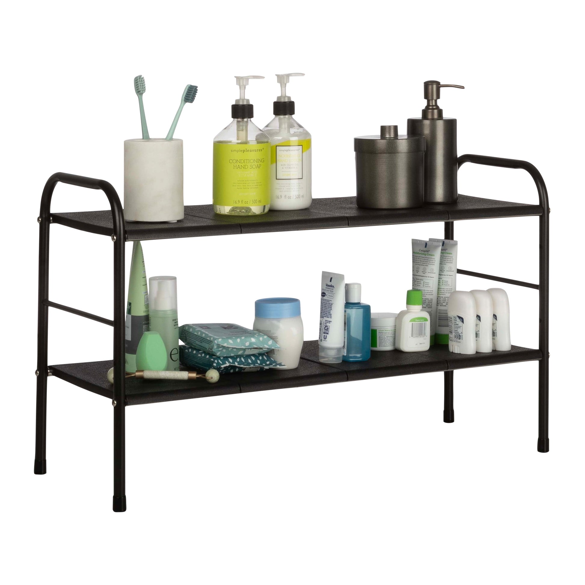 Home-Complete Organizador Debajo Del Fregadero de 2 Niveles con 8 Paneles ExtraÃ­bles (Negro)