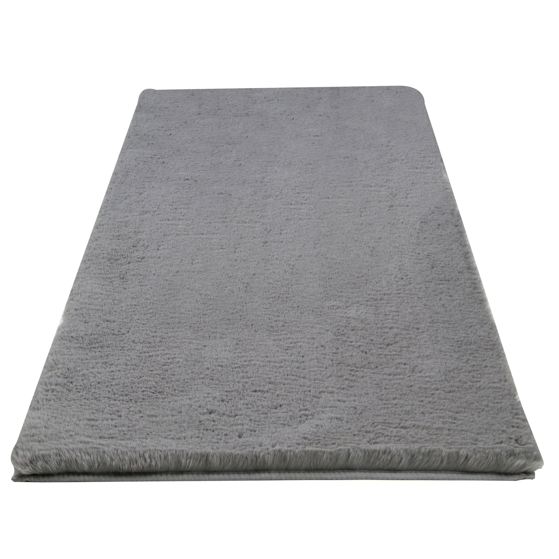 Home-Complete 24x60 Large Faux Fur Bath Mat for Hallway or Kitchen, Machine Washable Nonslip Rug, (Gray)