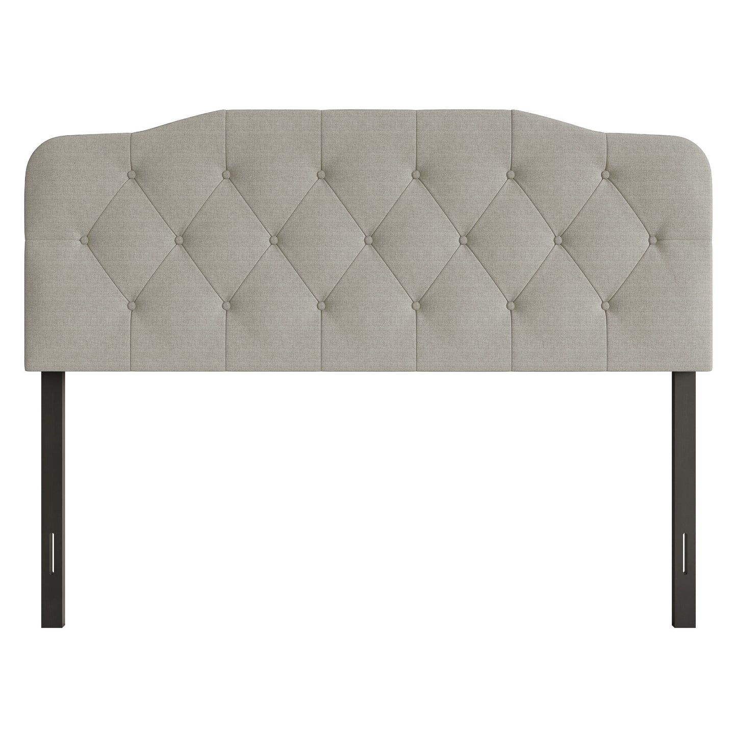 Home Design Angela Full Button-Tufted Upholstered Headboard with Adjustable Height and Foam Padding, Warm Grey, Easy assembly