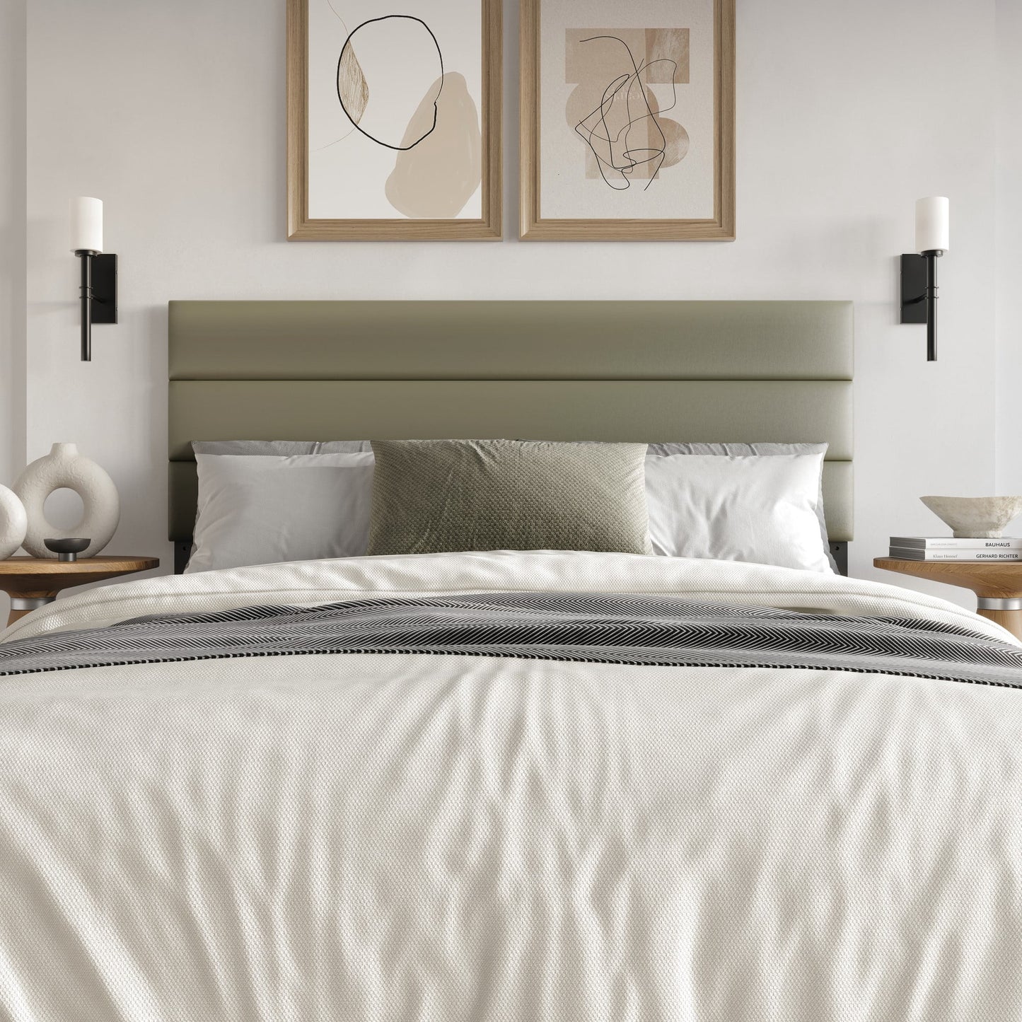 Home Design Scranton Full Upholstered Headboard with Padded Surface and Soft Fabric, Silver, Easy Assembly