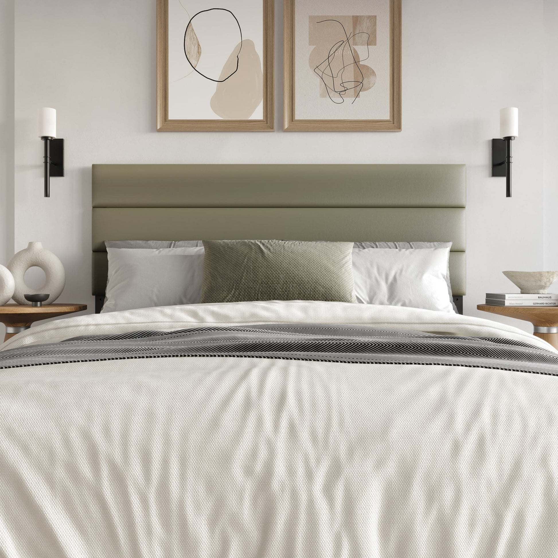 Home Design Scranton Queen Upholstered Headboard with Padded Surface and Soft Fabric, Silver, Easy Assembly