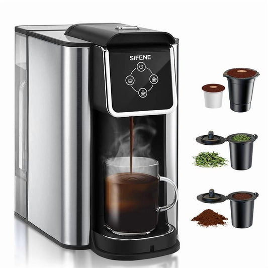 Home & Office 3-in-1 Single Serve Coffee Maker Compatible with K-Cup Pods, Ground Coffee & Loose Leaf Tea - 50oz Detachable Water Tank for Morning Brews & Afternoon Tea