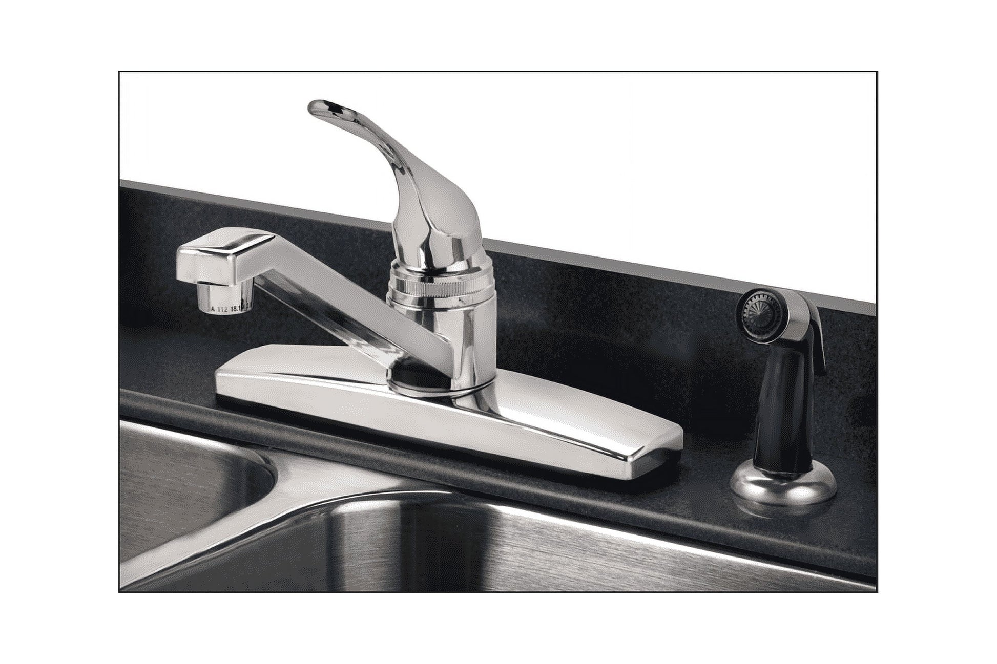 Home Plus Traditional One Handle Kitchen Faucet with Deck Mount Side Sprayer, Chrome