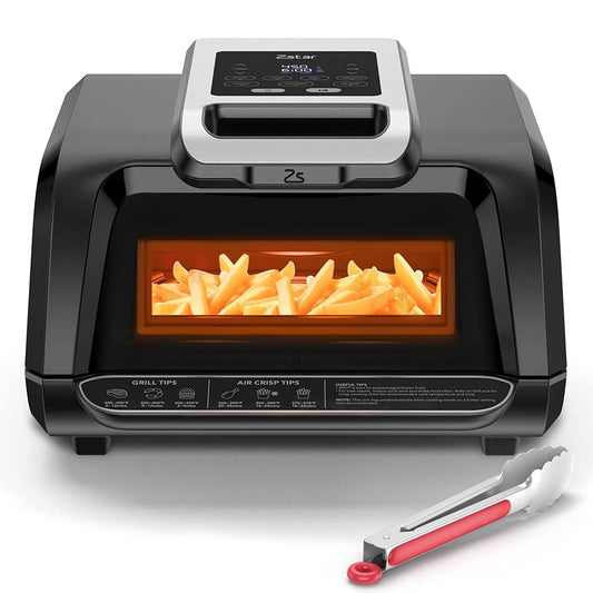 Homhougo—7-In-1 Electric Grill Air Fryer Combo, Smokeless Indoor Grill with Visible Window