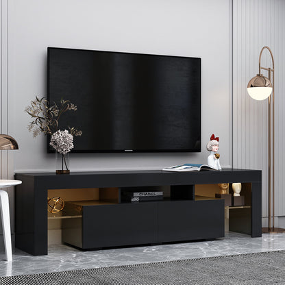 Hommoo 70 inch TV Stand Cabinet, Entertainment Center, Gloss TV Console Table for Home, White
