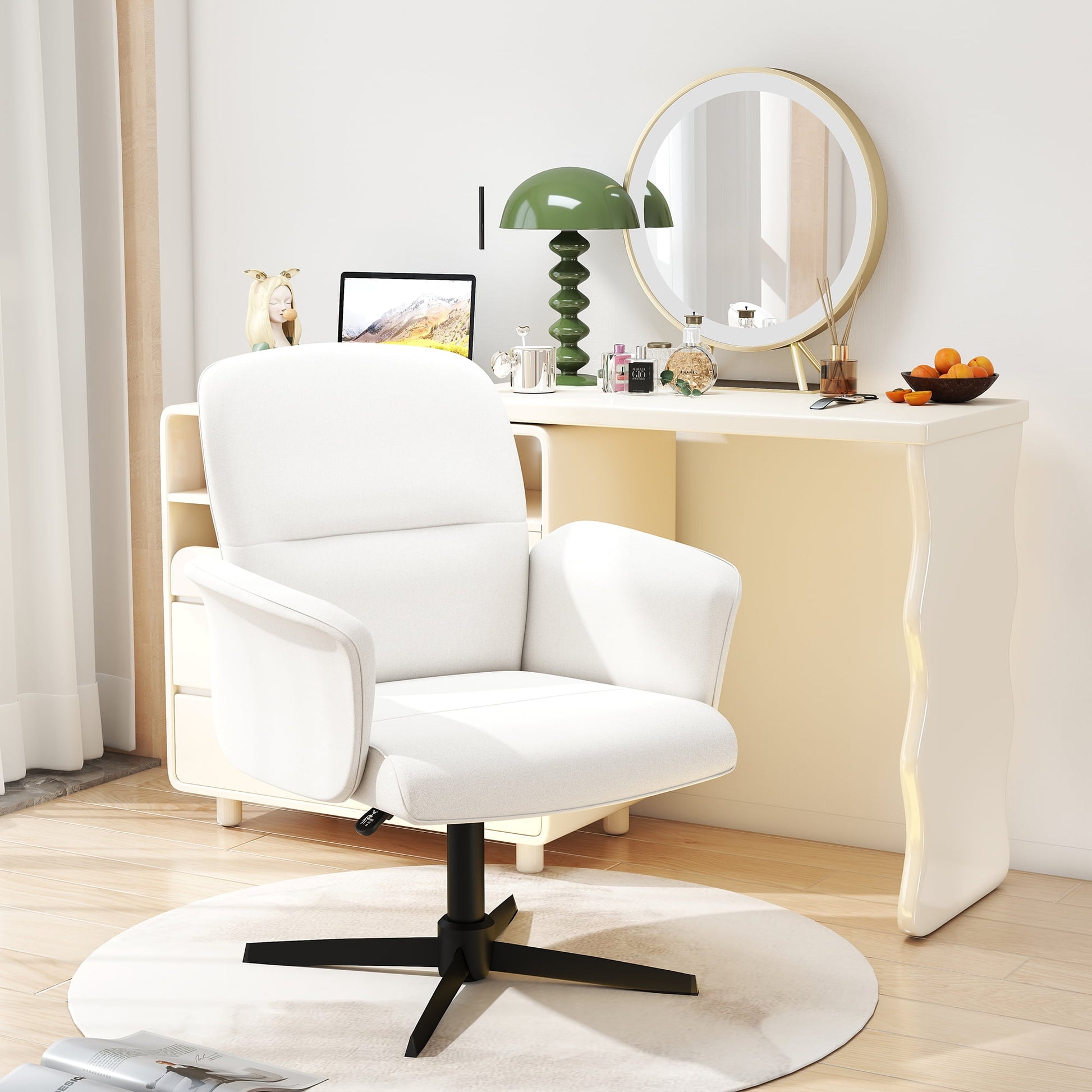 Homy Casa Silla de Escritorio de Oficina, Sillas de Computadora Giratorias Ajustables en Altura con Cruce, SillÃ³n MarrÃ³n