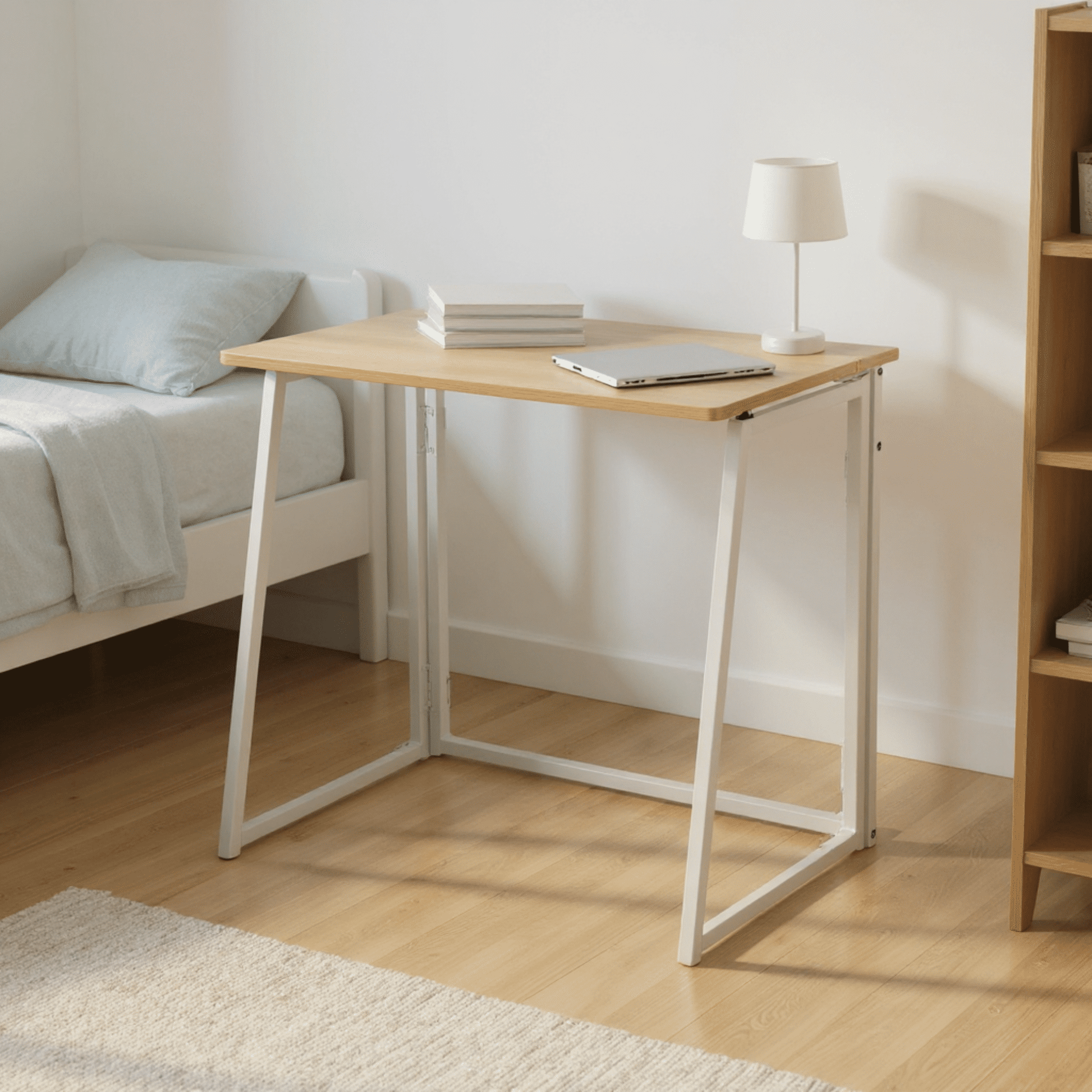 Homy Casa Folding Writing Desk, 31in Portable Computer Desk for Small Space Home Office or Study, Oak