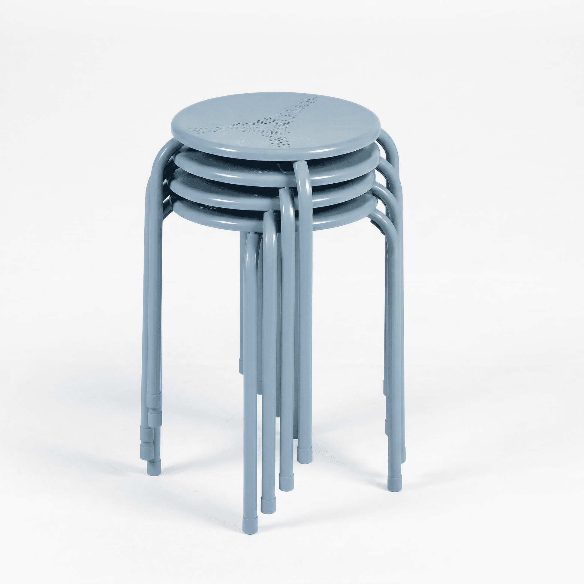 Homy Casa Folding Stackable Chair Set of 4, Metal Stools for Classroom, Kitchen Craft Room, Blue