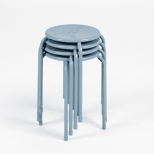Homy Casa Folding Stackable Chair Set of 4, Metal Stools for Classroom, Kitchen Craft Room, Blue