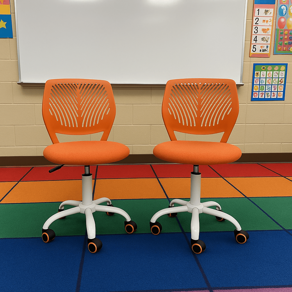 Homy Casa School Student Desk Chair Set of 2, Ergonomic Classroom Task Chairs, Citrus Orange
