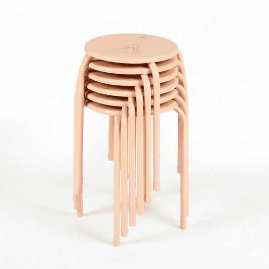 Homy Casa Folding Stackable Chair Set of 6, Metal Stools for Classroom, Kitchen Craft Room, Pink