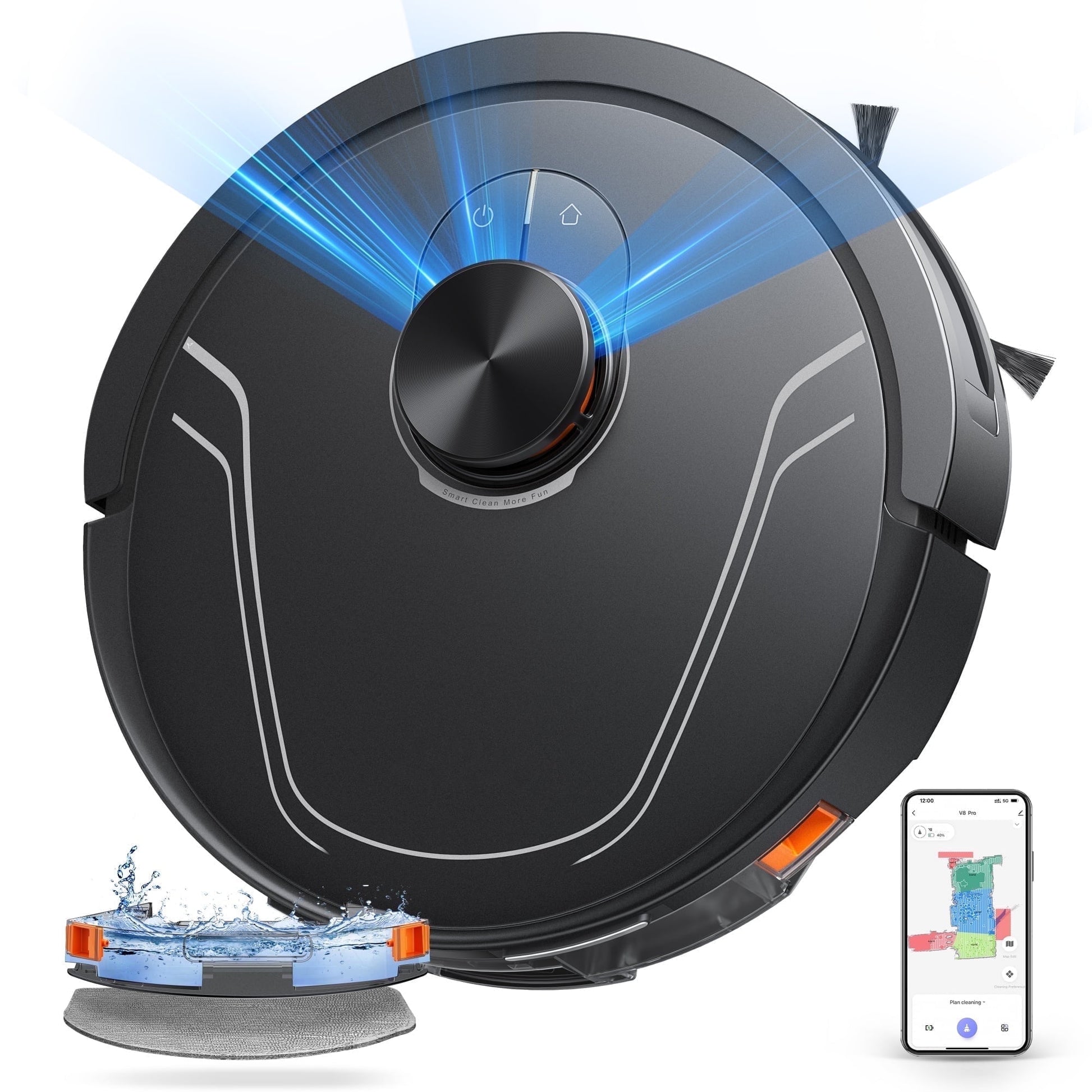 Honiture Robot Vacuum Cleaner with Lidar Navigation, 5000Pa Robot Vacuum and Mop Combo for Pet Hair Hard Floor