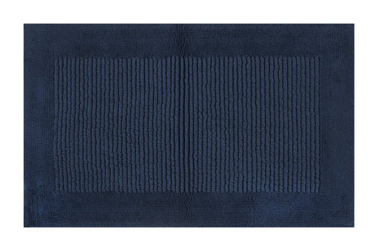 Hotel Style Blue 2-Piece Egyptian Cotton Reversible 17" x 24" Bath Rug Set