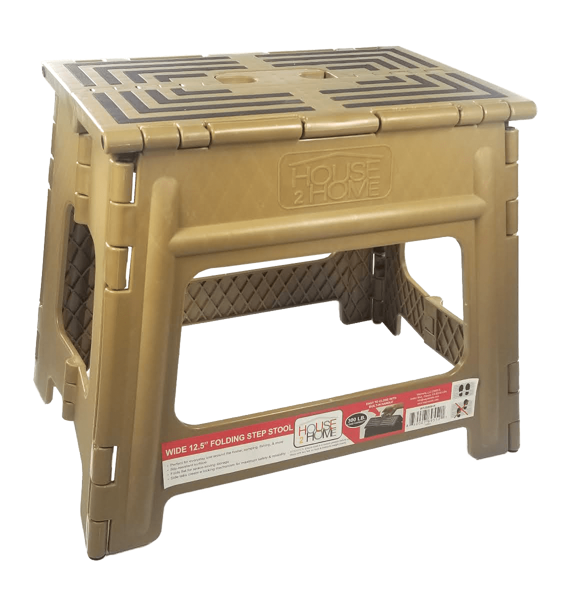 House 2 Home, Wide 12.5" Plastic 1 Step Folding Step Stool, Red
