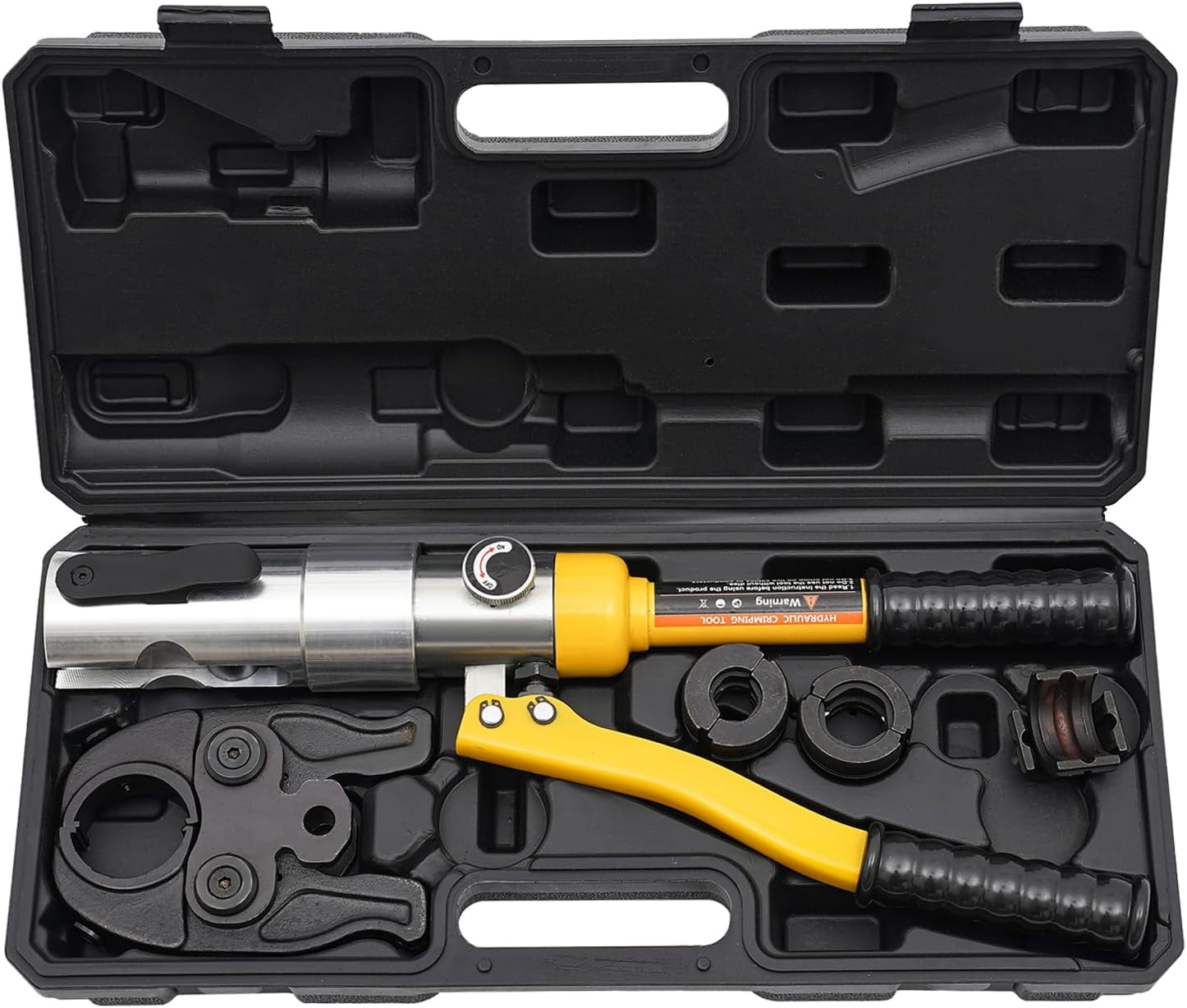 Hydraulic Copper Tube Fittings, Copper Ring Crimping Tool Kit, 1/2, 3/4, 1" Press Crimping Tool Kit, for Narrow Space Tee Copper Pipe, Yellow